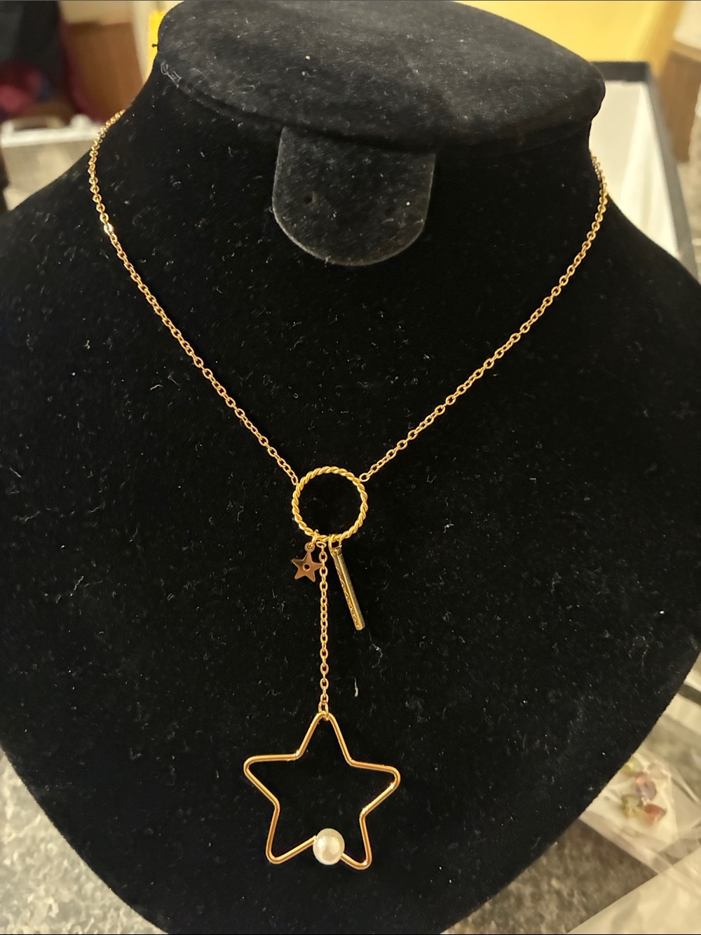 Gold Star Drop Lariat Necklace - Women Jewelry